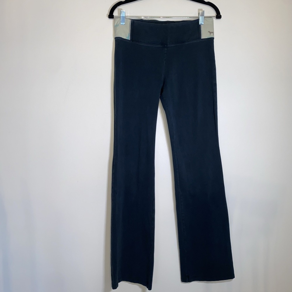 Victoria's Secret PINK Yoga Bootcut Pants Black Mid Rise M Regular Flare 31.5